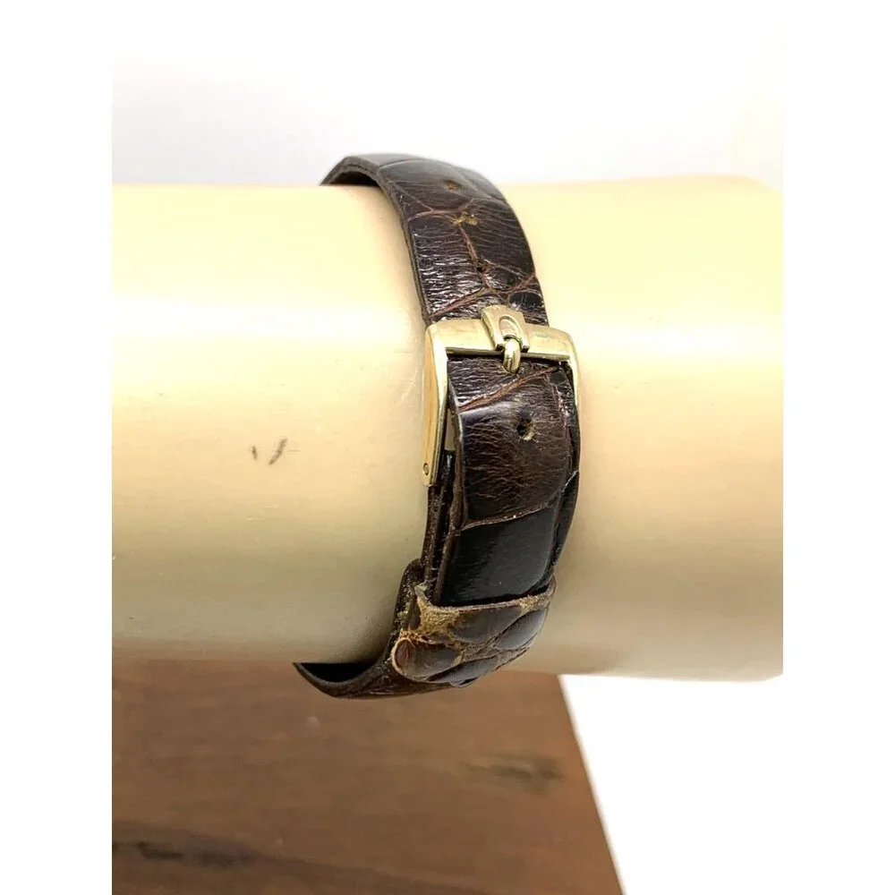 Bulova Watch Vintage 1953 8AC Mechanical Tank 10k Rolled Gold Brown Leather Band